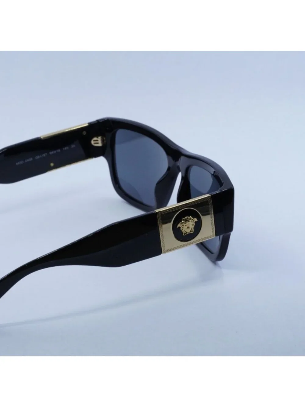 Versace VE4406 GB1/87 Sunglasses Black Rectangle Frame, Grey Lenses